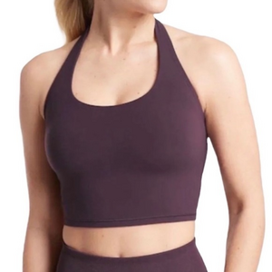 Athleta Purple Plum Halter Crop Top Sports‎ Built-In Bra
